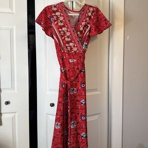 Amazon Red Floral Maxi Dress